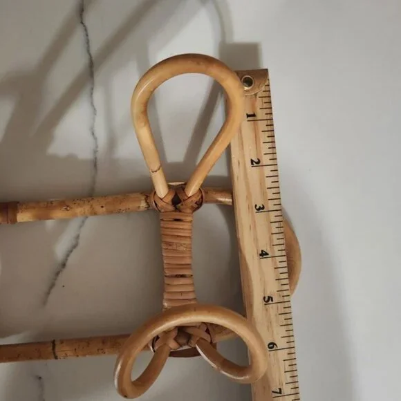 Rattan Wall Hook 3 Tier Hanging Organizer Boho Entryway Decor - Picture 4 of 4